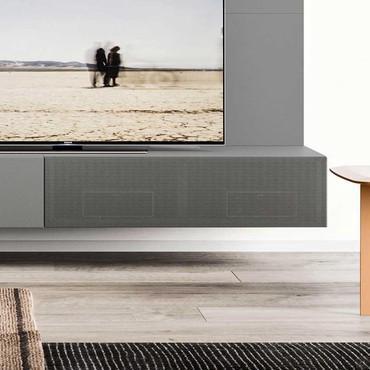 Plan Sound audio-vidéo design Meuble TV en tôle et façade en métal perforé