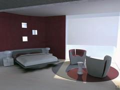 Projet spécial 02 - Vue sur le lit et espace de détente