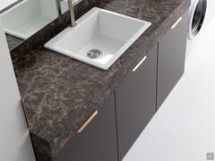 Plan simple avec lavabo à encastrer Oasis en mélamine stratifiée 3S Kaiser, épaisseur 12,5 cm