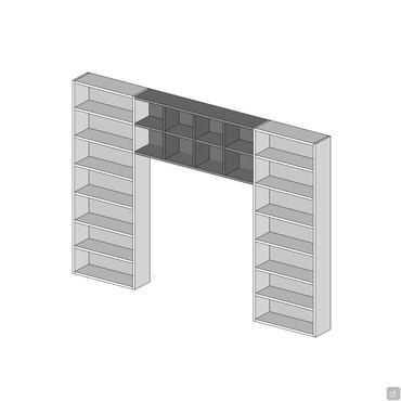 Bibliothèque pont Almond avec pont L.177 à hauteur de 2 cases (75,1 cm)