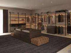 Dressing haut de gamme italien sur mesure avec montants muraux Venus Lounge avec îlot central dressing Izar