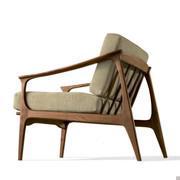 Fauteuil bas vintage en bois massif Amaya