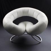 Fauteuil Polis au design moderne et à la base fixe laquée blanche