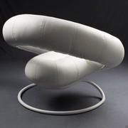 Fauteuil Polis au design moderne et à la base fixe laquée blanche