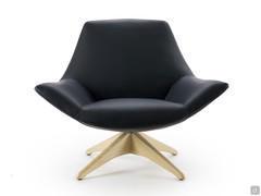 Fauteuil Agata Lounge en cuir mince Linea