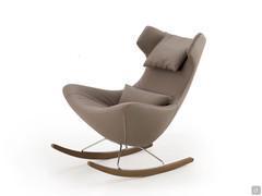 Olivia Rock Fauteuil à bascule moderne en similicuir gris tourterelle