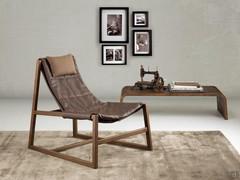 Fauteuil en bois et cuir mince Holly