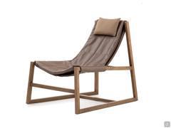 Fauteuil en bois et cuir mince Holly