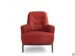 Fauteuil de lecture René en cuir rouge