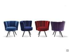 Fauteuil coquillage en velours Petra