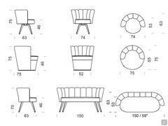 Fauteuil et canapé Petra - Schémas et Dimensions