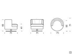 Schémas et dimensions du fauteuil pivotant Charme