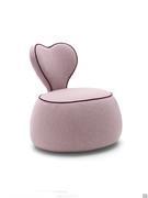 Fauteuil sans accoudoirs, idéal pour chambre d'ado avec base en forme de pouf et dossier en forme de coeur