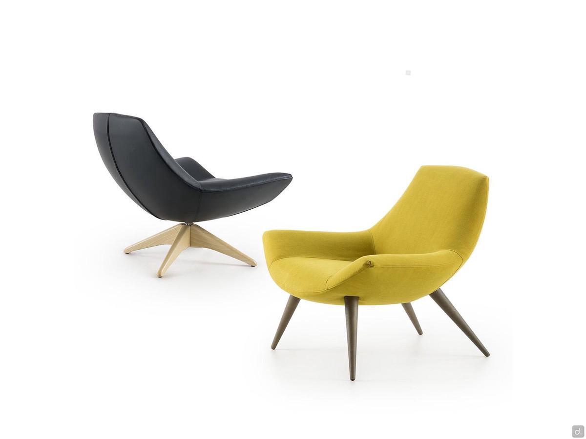 Fauteuil bas lounge Agata Lounge disponible en version fixe ou pivotante