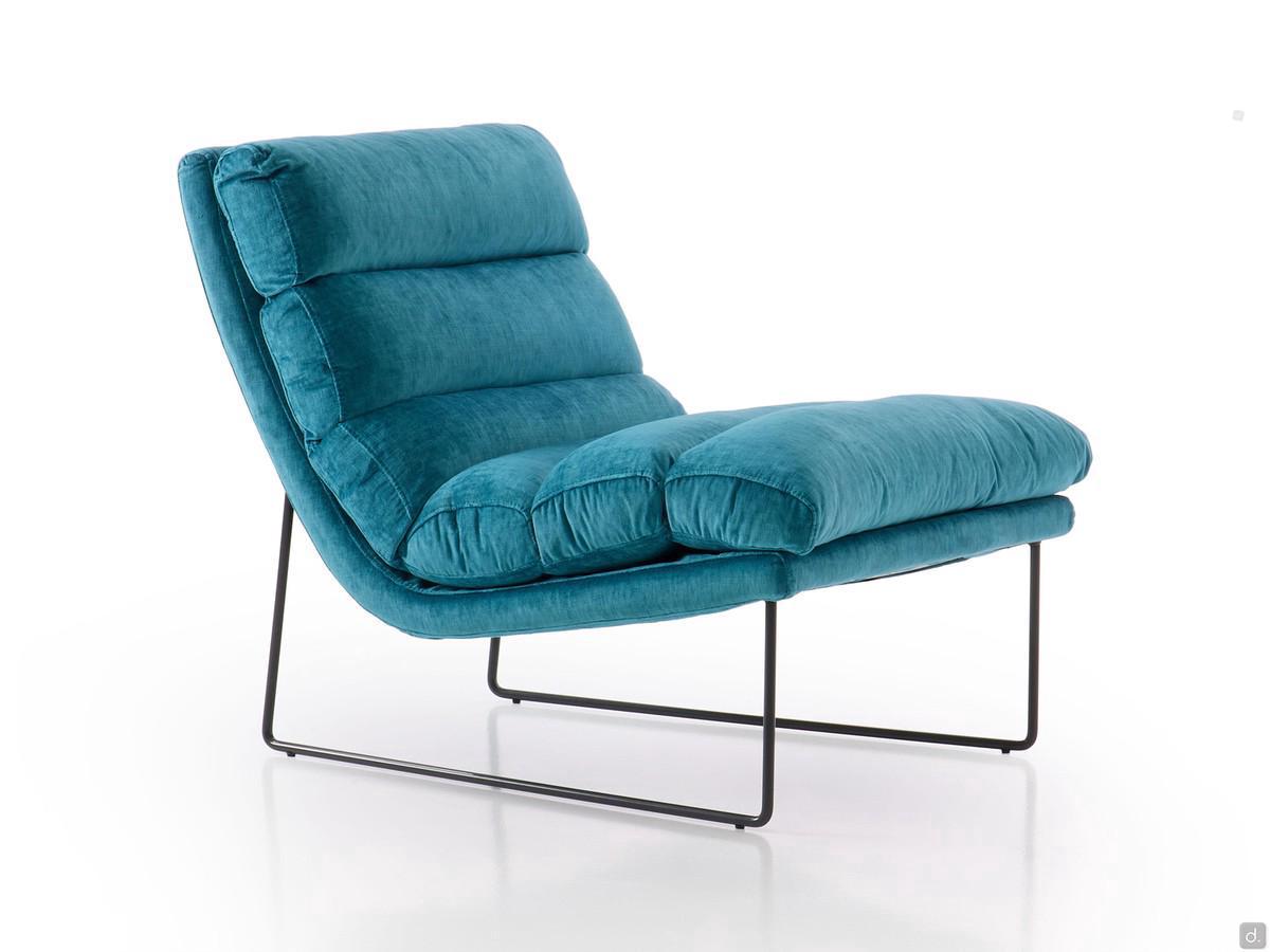 Fauteuil chaise longe en velours Vegas 73 Turquoise foncé