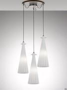 Bluebell Suspension en verre strié, version avec trois luminaires