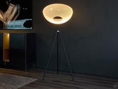 Demì Moon Lampadaire design en forme de dôme en métal peint en noir