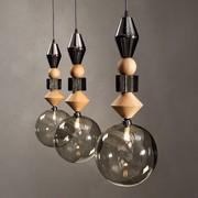 Lampe à suspension Pandora avec éléments en bois essence chêne naturel