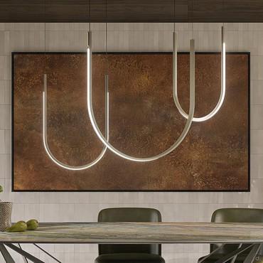 Suspension luminaire originale fine en acier Nahun de Cattelan