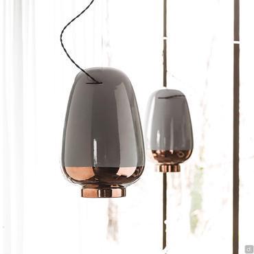 Lampe suspendue moderne en céramique Asia de Cattelan en finition bicolore blanc - bronze