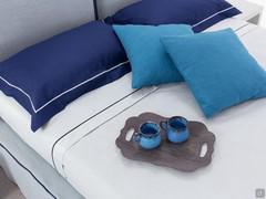 Draps sur mesure en percale bleue et blanche pour lit double, simple, complet ou king-size