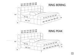 Schemi e dimensioni del letto Ibis nella versione con testiera a bottoni