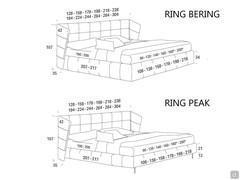 Schemi e dimensioni del letto Ibis nella versione con testiera cucita