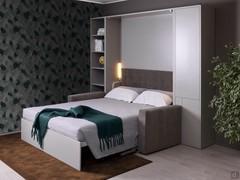 Letto a scomparsa elettrico Blackjack Automatic in laccato opaco grigio 13 con schienale melaminico in tinta