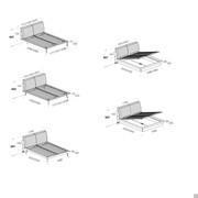 Modèles disponibles et dimensions du lit Florida en bois ou laqué mat.