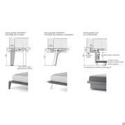 Lit Missouri - Schémas des pieds en bois, en métal et en  ABS (mat. composite) avec structure en essence de bois (mesures en mm)