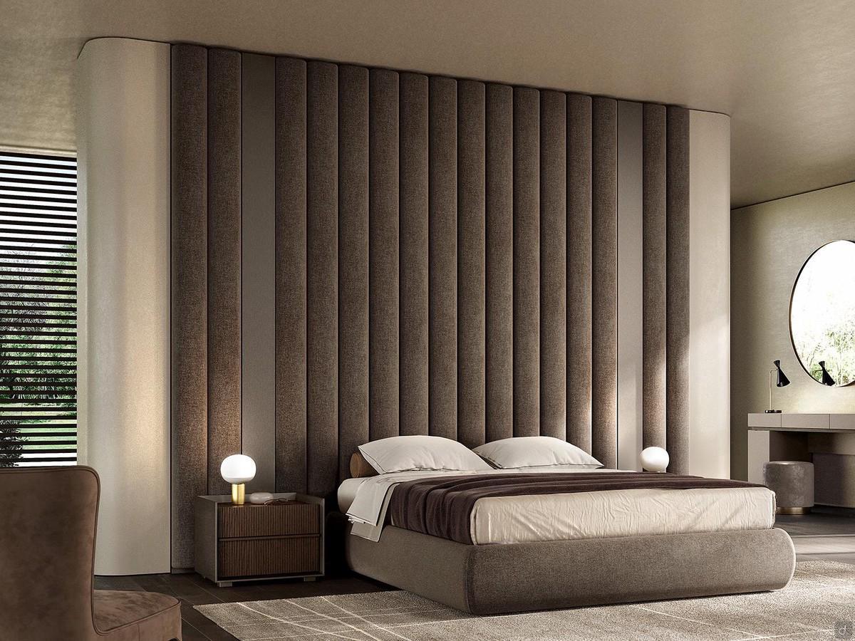 Panneau mural tête de lit en tissu pour la chambre à coucher Lounge, disponible 130 cm de haut ou sur toute la hauteur, comme sur la photo