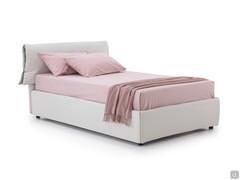 Ambra lit double tapissé en tissu Venice, cadre de lit h.30 avec pieds bas et coffre de rangement