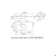 Dimensions approximatives de la console lavabo en mineralguss