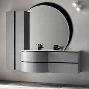 Meuble de salle de bains courbé Atlantic con base lavabo a 2 cassetti (proseguimento lavabo su base Atlantic anziché terminale curvo disponibile su richiesta)