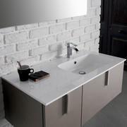 Lavabo console en mineralguss blanc brillant avec vasque décentrée