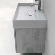 Lavabo intégré Bali en céramique gris mat Console avec double vasque Elegance 140 et base en laqué mat F4 Legionde 12,5 cm de haut