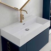 Lavabo consolidé mod. Tahiti en minéralgus blanc brillant, façade laquée mate sur mélamine 292 Laos - E1 Blueberry 