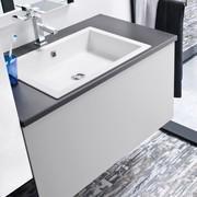 Meuble vasque suspendu Atlantic avec lavabo encastré sur-plan Smart en Tekor blanc mat