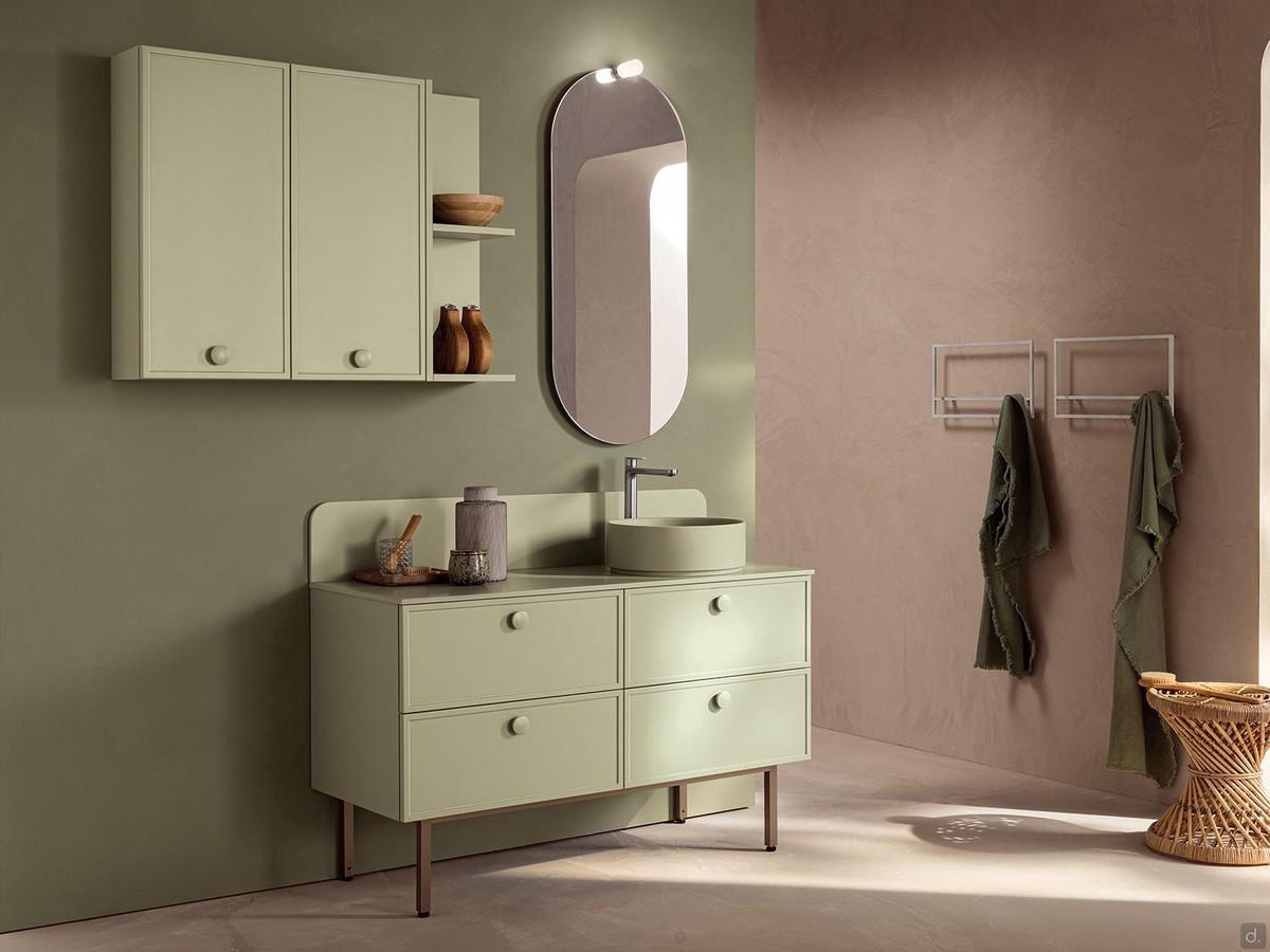 Armoire de toilette sur pieds 120 cm N106 Frame, avec miroir et éléments muraux inclus