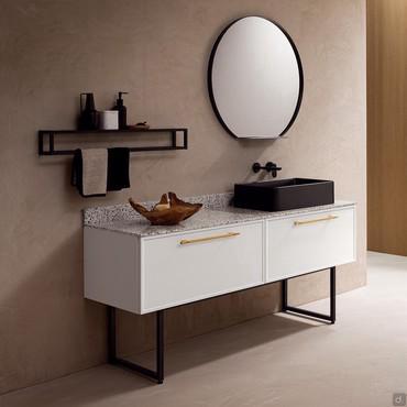 Meuble de salle de bain sur pied en métal noir N108 Frame