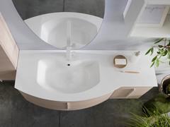 Lavabo-console Versus en blanc brillant Mineralguss (prolongement du meuble vasque avec une base Atlantic au lieu de l'extrémité incurvée disponible sur demande)