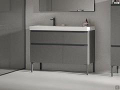 Meuble sous-lavabo Atlantic avec vasque Set Up et h.12 pieds avec base carrée, disponible en différentes finitions