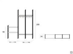 Schéma et dimensions de la variante avec double module penderie du meuble d'entrée Milton 01.