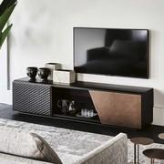 Meuble TV design avec porte en cuir Aston de Cattelan