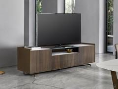 Meuble TV en bois et verre Columbus Glass, également disponible avec un plateau en céramique mate ou brillante