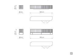 Meuble TV Dune - dimensions avec socle bas et pied métallique haut