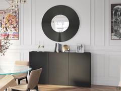 Miroir rond Crop avec décoration externe en laqué mat noir