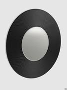 Crop Miroir rond avec décor extérieur laqué noir mat