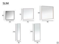 Toutes les tailles disponibles de miroirs encadrés Slim. Chaque miroir peut être configuré en plusieurs finitions