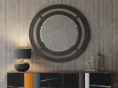 Miroir rond avec cadre en verre bronze Jolan